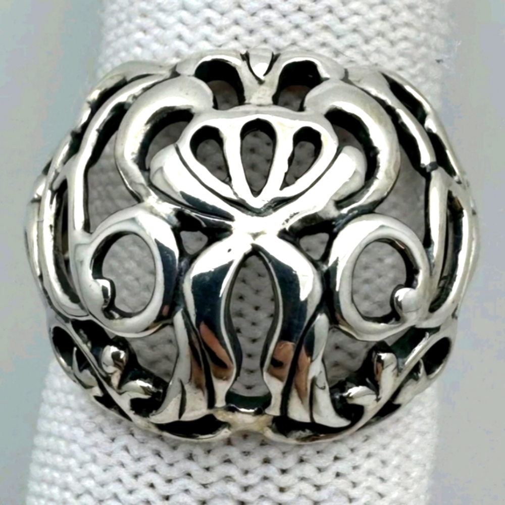 CAROLYN POLLACK .925 Silver Filigree Dome Ring Sz. 8.5 Large - Picture 3 of 6